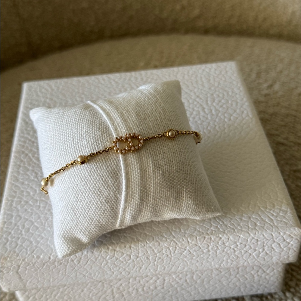 Dior Gold Bracelet with Pearl Accents